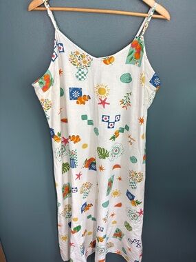 Goa by Japna Women’s Tropical Novelty Momcore Midi Sundress Size XL